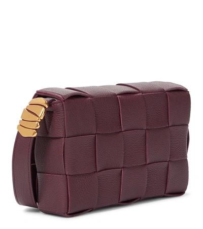 Shop Bottega Veneta Cassette Leather Shoulder Bag In Red