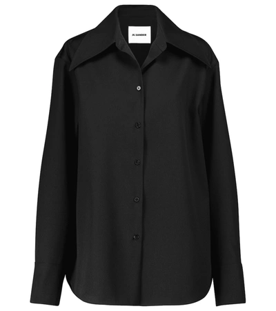 Shop Jil Sander Virgin Wool Crêpe Gabardine Shirt In Black