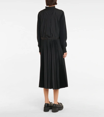 Shop Sacai Sponge Sweat Midi Dress In Black