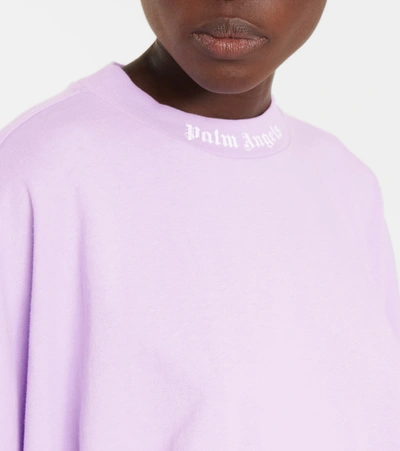 Shop Palm Angels Logo Oversized Cotton T-shirt In Purple