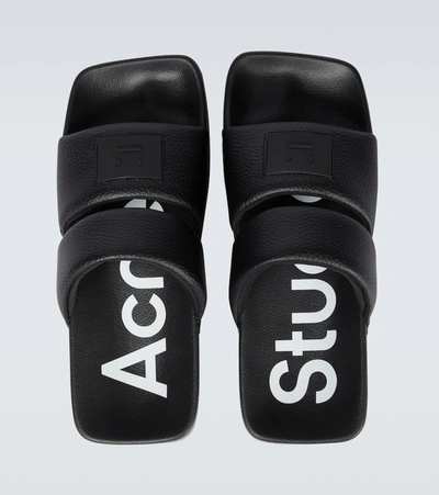 Shop Acne Studios Flat Leather Sandals In Black