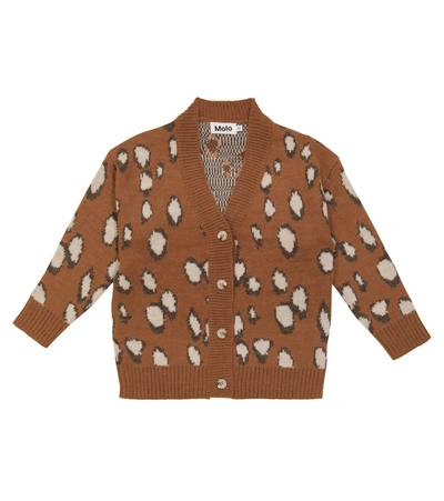 Shop Molo Gina Jacquard Knit Cardigan In Brown
