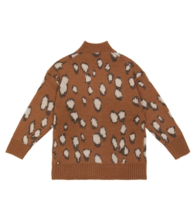 Shop Molo Gina Jacquard Knit Cardigan In Brown
