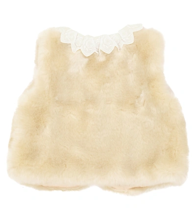 Shop Chloé Kids Baby Faux Fur Waistcoat In White