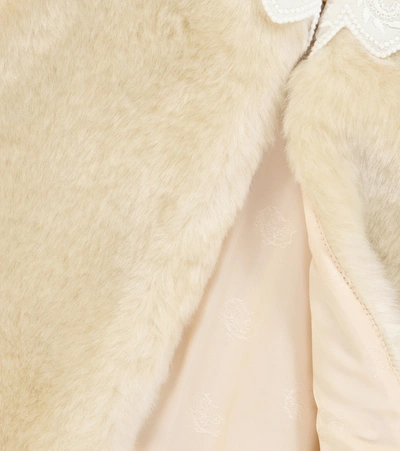 Shop Chloé Kids Baby Faux Fur Waistcoat In White