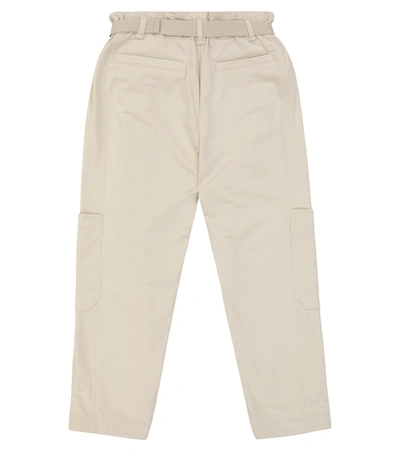 Shop Brunello Cucinelli Belted Cotton Paperbag Sweatpants In White