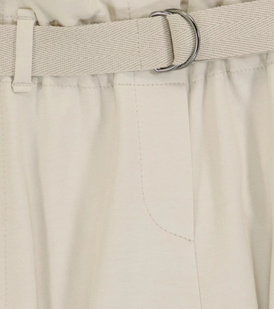 Shop Brunello Cucinelli Belted Cotton Paperbag Sweatpants In White