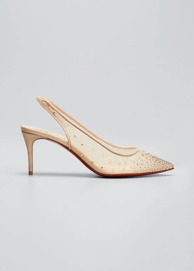 Shop Christian Louboutin Follies Strass Red Sole Halter Pumps In Beige