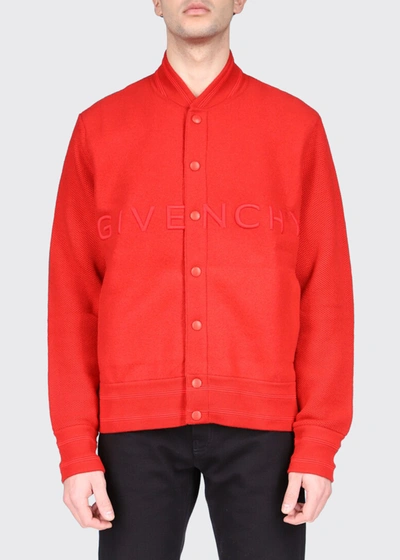 Shop Givenchy Men's Logo-embroidered Bomber Jacket In Red