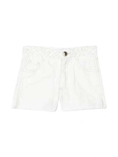 Shop Chloé Kids Braided Waist Shorts In White