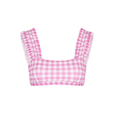 Shop Ephemera Pink Gingham Ruffle-trimmed Bikini Top