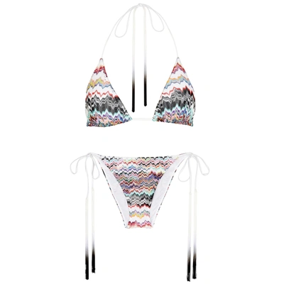 Shop Missoni Zigzag Fine-knit Bikini In Multicoloured
