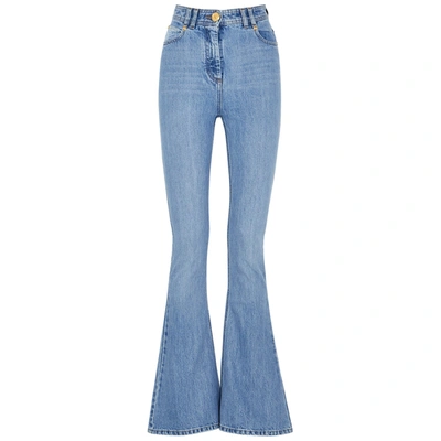 Shop Balmain Light Blue Flared Jeans In Denim