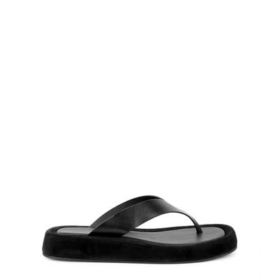 Shop The Row Ginza Black Leather Flip Flops