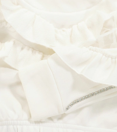Shop Monnalisa Embellished Stretch-cotton Sweatshirt In White