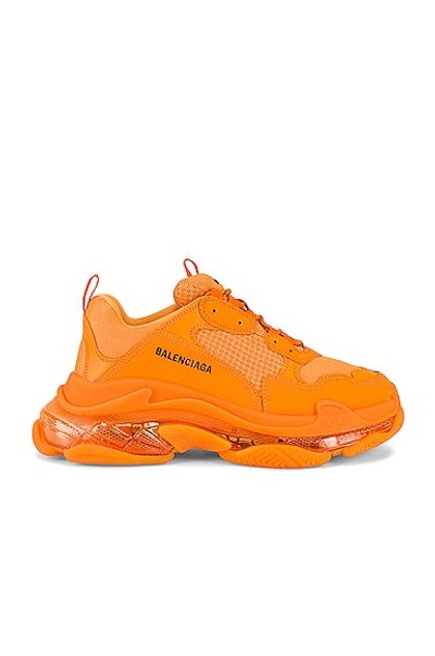 Shop Balenciaga Triple S Clear Sole In Orange & Black