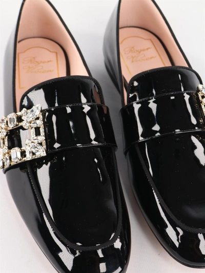 Shop Roger Vivier Black Patent Leather Loafers