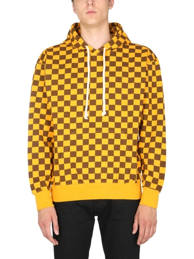 Shop Jw Anderson Checkerboard Drawstring Sweatshirt In Multi