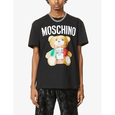 Shop Moschino Teddy Bear-print Cotton-jersey T-shirt In Fantasy Print White