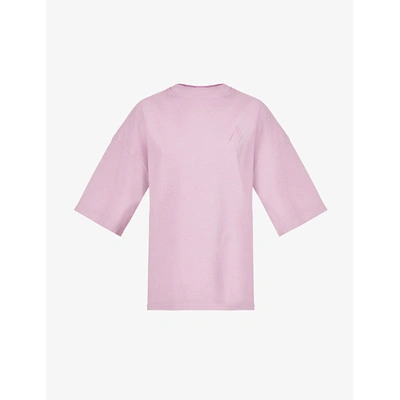 Shop Attico Cara Branded Cotton-jersey T-shirt In Lilac