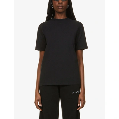 Shop Off-white Arrow Branded Cotton-jersey T-shirt In Black Black