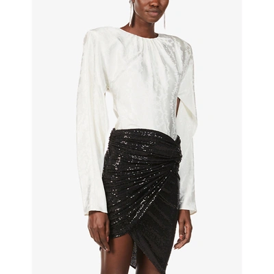 Shop Attico Twisted Sleeve Crepe Blouse In White