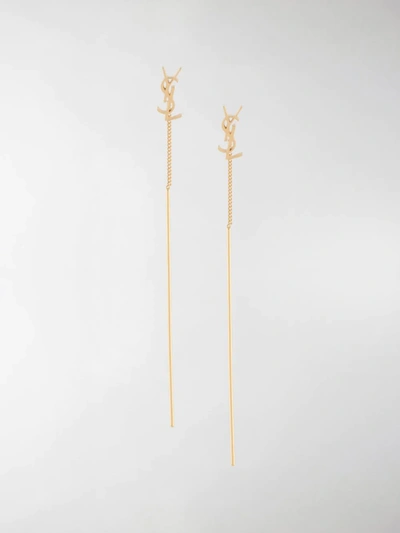 Shop Saint Laurent Monogram Pendant Earrings In Gold