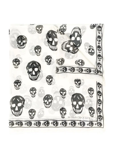 Shop Alexander Mcqueen Alexander Mc Queen All-over Skull Print Scarf In White