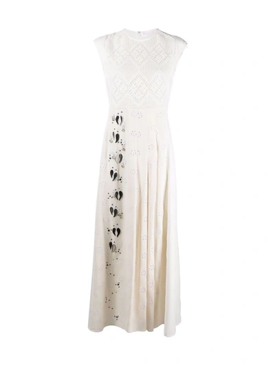 Shop Chloé Embellished Broderie-anglaise Dress In White