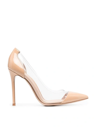 Shop Gianvito Rossi Plexi 105mm Pumps In Neutrals