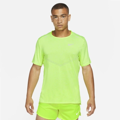 Shop Nike Dri-fit Rise 365 Men's Short-sleeve Running Top In Volt,heather