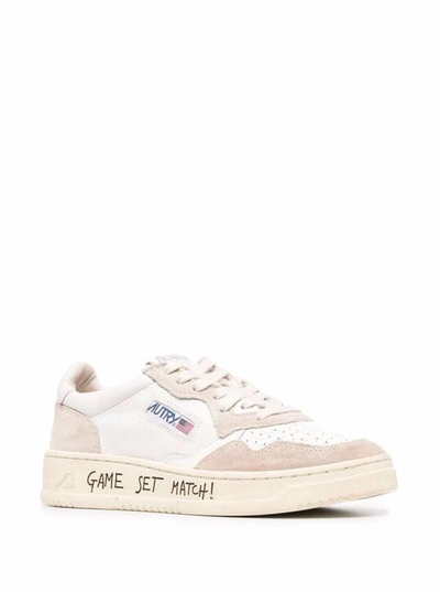 Autry Crack Smooth And Suede Leather Sneakers With Lettering On Sole In White