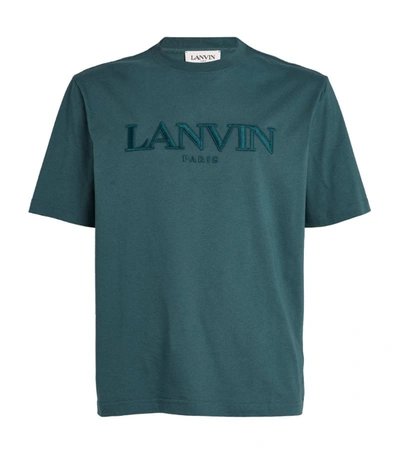 Shop Lanvin Cotton Logo T-shirt In Blue