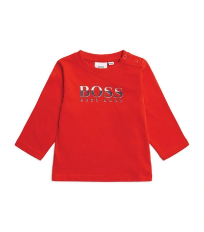 Shop Bosswear Boss Kidswear Cotton Logo T-shirt (6-36 Months) In Red