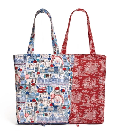 Shop Harrods Recycled Pretty City & Toile Pocket Shopper Bag (set Of 2) In Multi