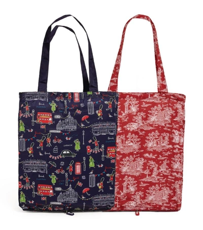 Shop Harrods Toile And Sw1 Recycled Pocket Shopper Bag (set Of 2) In Multi