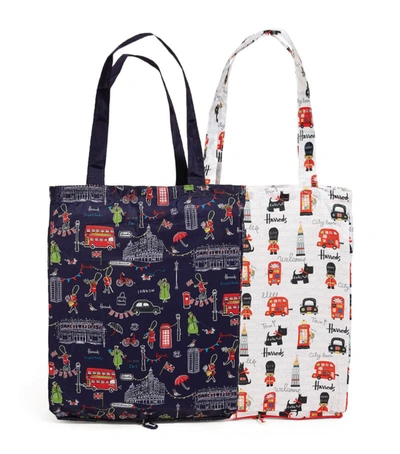 Shop Harrods Recycled City Bear And Sw1 Pocket Shopper Bag (set Of 2) In Multi