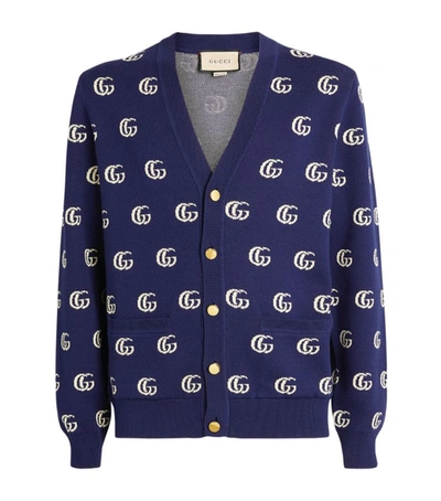 Shop Gucci Double G Cardigan In Blue