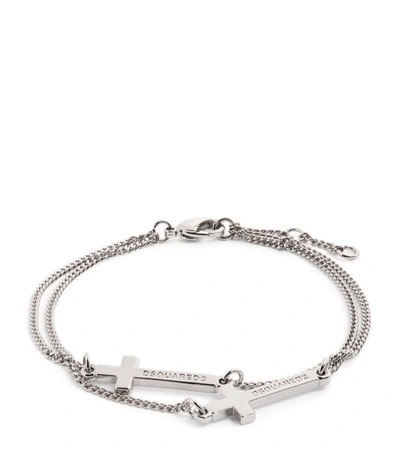 Shop Dsquared2 Cross Chain Bracelet In Silver