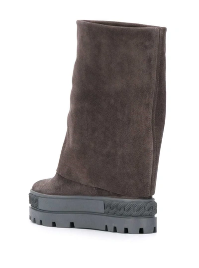 Shop Casadei Suede Renna Boots In Grey