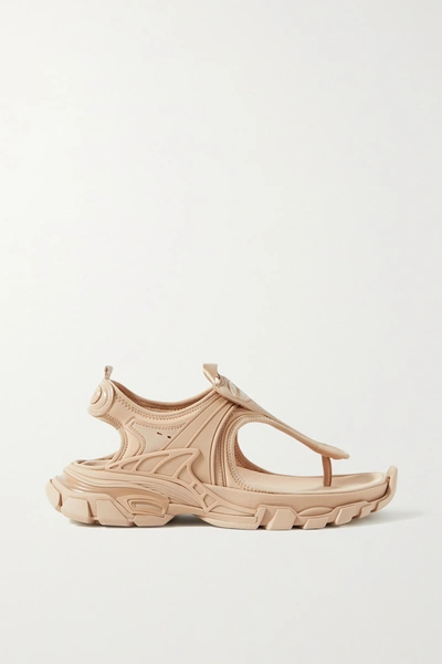 Shop Balenciaga Track Logo-detailed Rubber And Neoprene Sandals In Neutrals