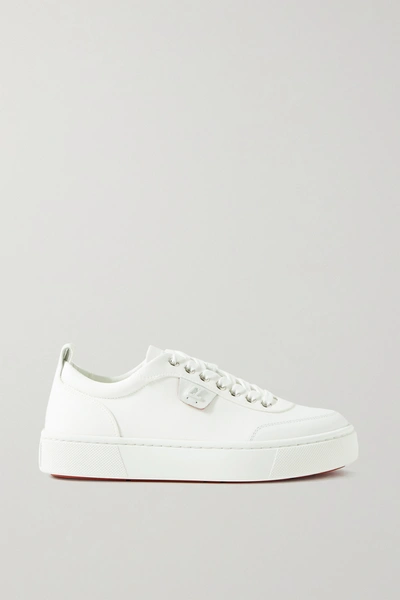 Shop Christian Louboutin Simplerui Logo-detailed Leather-trimmed Canvas Sneakers In White