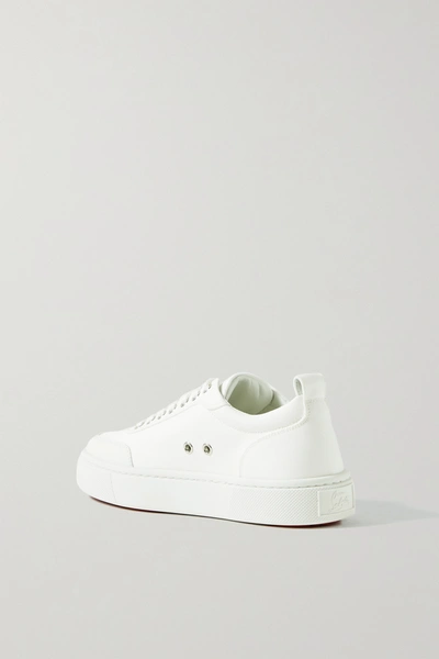 Shop Christian Louboutin Simplerui Logo-detailed Leather-trimmed Canvas Sneakers In White