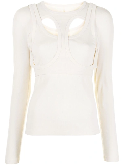 Shop Dion Lee Cut-out Layered Cotton Top In Yellow