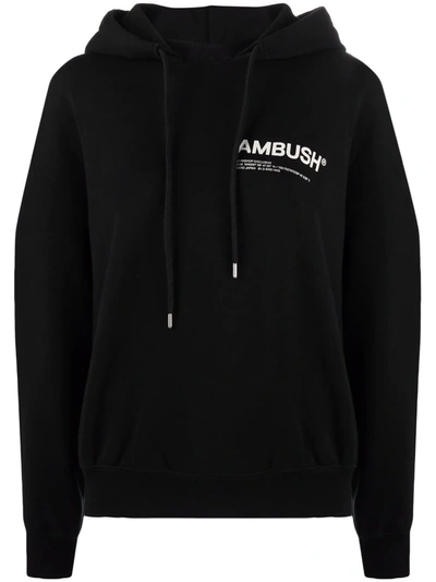Shop Ambush Logo-print Cotton Hoodie In Black