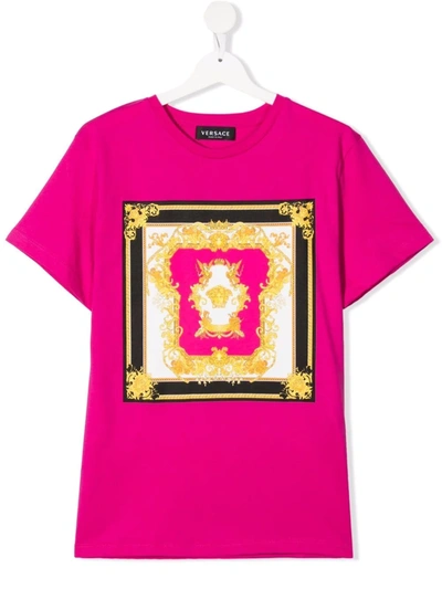 Shop Versace Teen Medusa-print Cotton T-shirt In Pink