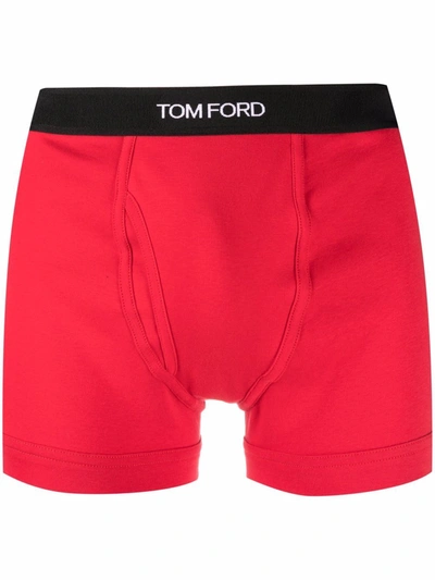Shop Tom Ford Logo Waistband Boxers In Red