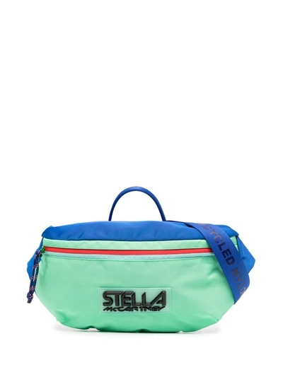 Shop Stella Mccartney Logo Colour-block Belt Bag In Blue