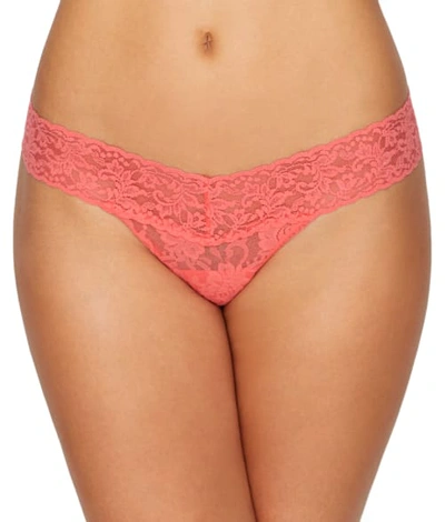 Shop Hanky Panky Signature Lace Low Rise Thong In Peachy Keen