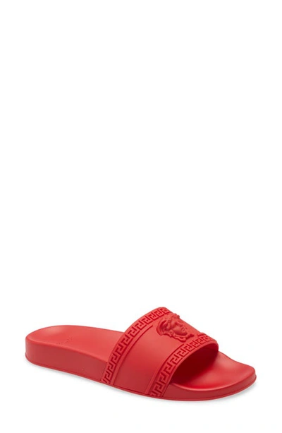 Shop Versace Palazzo Medusa Slide Sandal In Red